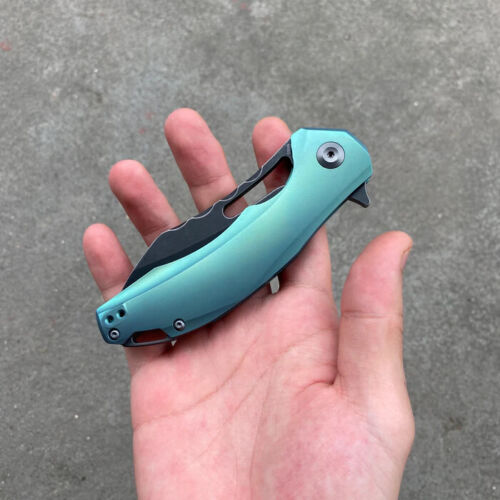 Kansept Spirit Framelock Folding Knife 3.75" S35VN Steel Blade Green Anodized Titanium Handle 002A2 -Kansept Knives - Survivor Hand Precision Knives & Outdoor Gear Store