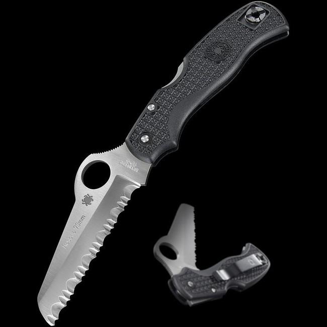 Spyderco Rescue 79mm Folding Knife 3" Serrated VG10 Steel Blade FRN Handle 45SBK -Spyderco - Survivor Hand Precision Knives & Outdoor Gear Store