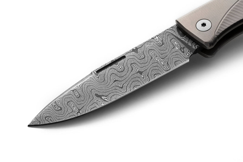 LionSTEEL Thrill Folding Knife 3.13" Damascus Steel Blade Gray Titanium Handle TTLDGY -LionSTEEL - Survivor Hand Precision Knives & Outdoor Gear Store