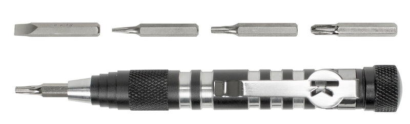 Kershaw TX Tool 5 Bit Kit Black & Silver Aluminum Body w/Bit Driver And Storage TXTOOL -Kershaw - Survivor Hand Precision Knives & Outdoor Gear Store