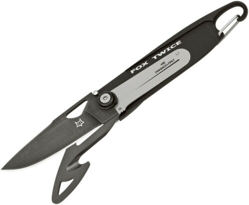 Fox Twice Pocket Knife 2.25" Stainless Steel Blades Black Stainless Steel Handle 442H -Fox - Survivor Hand Precision Knives & Outdoor Gear Store