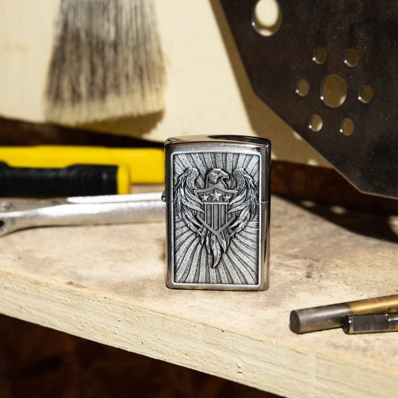 Zippo Lighter Eagle Emblem Feature Windproof All Metal Construction 19976 -Zippo - Survivor Hand Precision Knives & Outdoor Gear Store