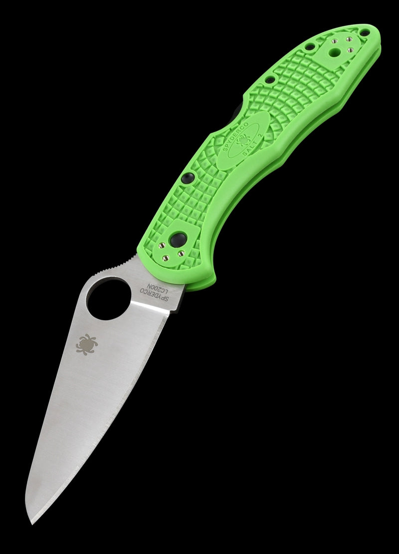 Spyderco Salt 2 Lockback Folding Knife 3" LC200N Tool Steel Blade Green FRN Handle 88FPGR2 -Spyderco - Survivor Hand Precision Knives & Outdoor Gear Store