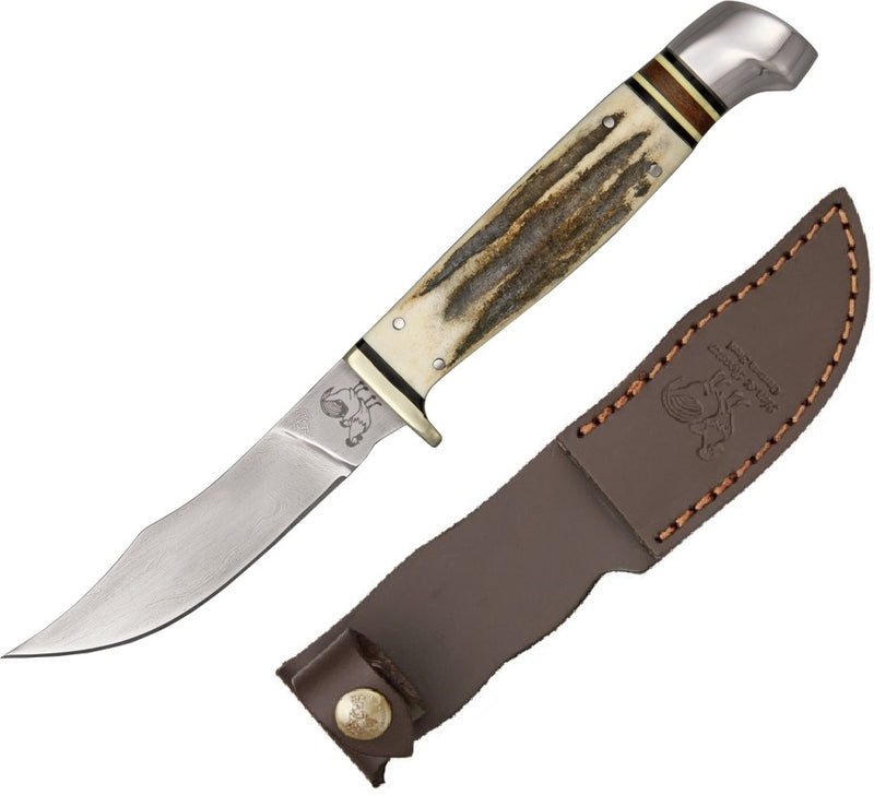 Hen & Rooster Bowie Fixed Knife 3.5" Damascus Steel Blade Stag Handle 5048DM -Hen & Rooster - Survivor Hand Precision Knives & Outdoor Gear Store