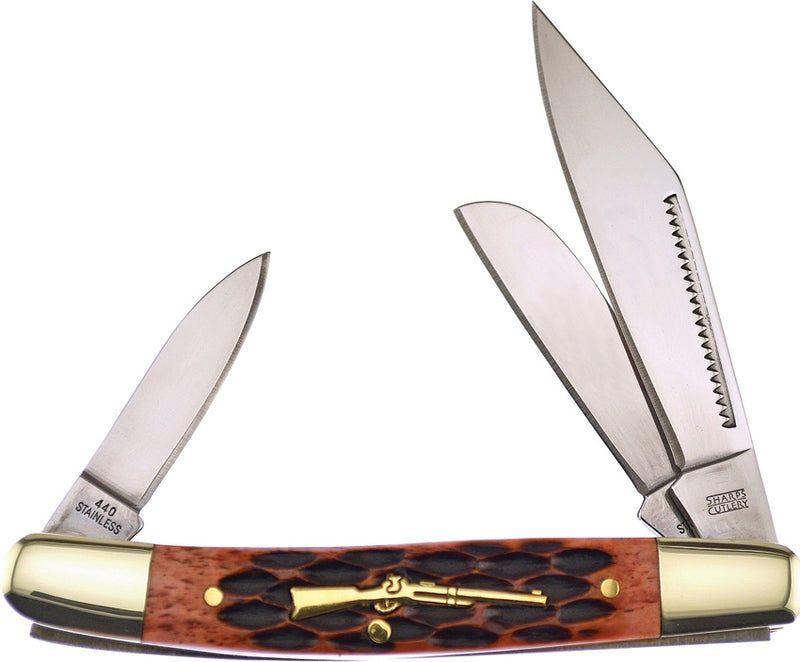 Frost Wrangler Pocket Knife Mirror Finish Stainless Blades Brown Bone Handle P112BRJB -Frost Cutlery - Survivor Hand Precision Knives & Outdoor Gear Store
