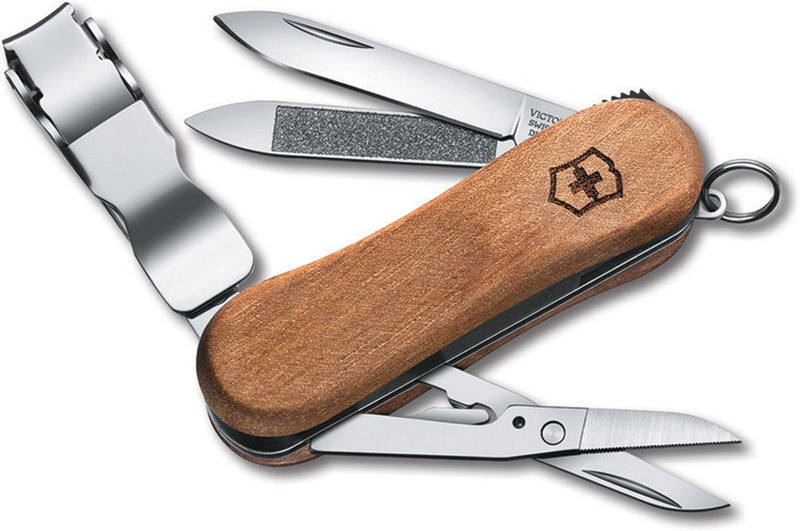 Victorinox Nail Clip 580 Stainless Steel Tools Blade Tools Include Scissors Brown Wood Handle 0646163 -Victorinox - Survivor Hand Precision Knives & Outdoor Gear Store