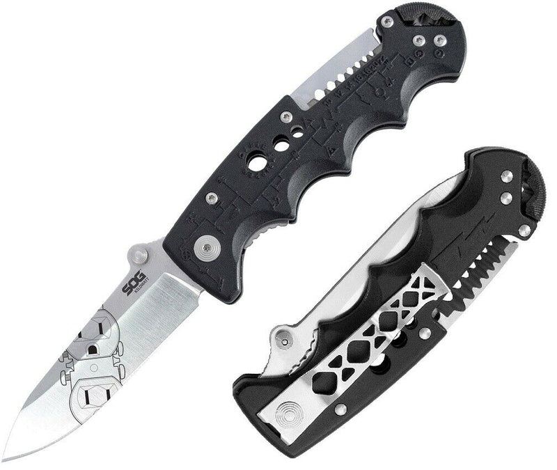 SOG Kilowatt Folding Knife 3.12" AUS-8 Steel Blade Nylon Schematic Handle EL01CP -SOG - Survivor Hand Precision Knives & Outdoor Gear Store